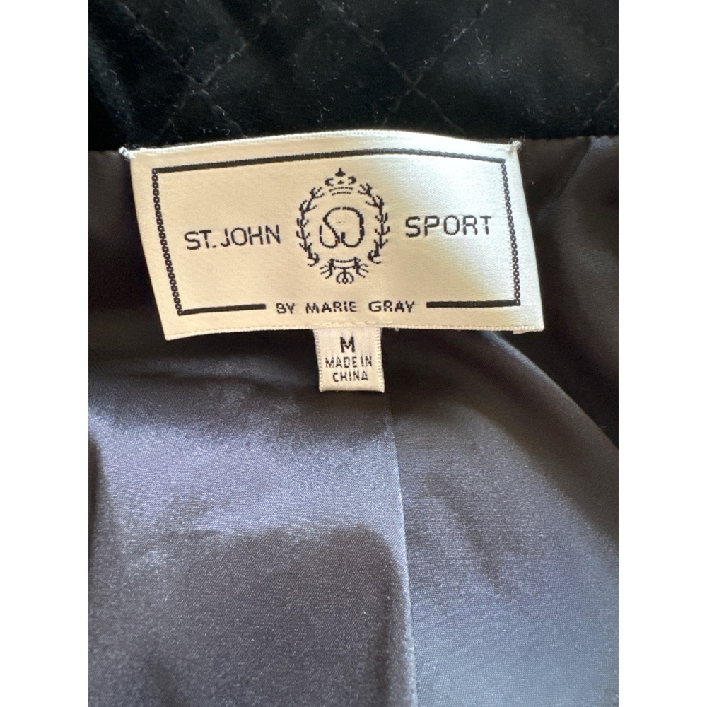 St John Sport Black Quilted Zip Front Long Sleeve Jacket Size Medium - Picture 5 of 6